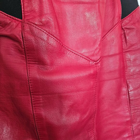 Dark Red Leather Skirt - Picture 3 of 3